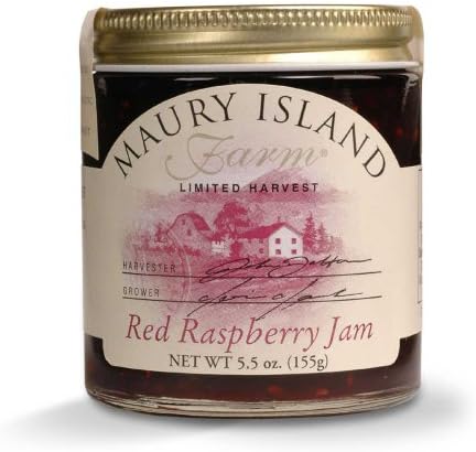 Gourmet Red Raspberry Jam, 5.5 oz Jar - All Natural - by Maury Island Farms (Pack of 6)