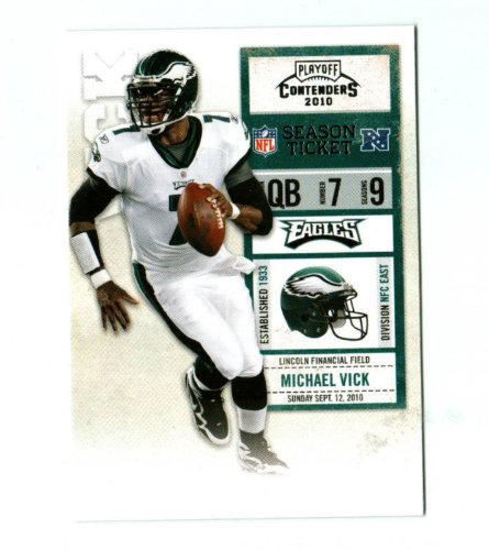 Super HOT -- in His Eagle Uniform - Michael Vick - Philadelphia Eagles - 2010 Playoff Contender Season Ticket NFL Football Trading Card #75 - In Protective Plastic Display Case