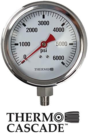 4" Pressure Gauge for Scuba / Paintball 6000 PSI by Thermo Cascade (GB04)