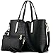 Vincico174; Women Shoulder Bag 2 Piece Tote Bag Pu Leather Handbag Purse Bags Set (Black)