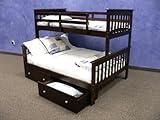 Twin over Full Mission Bunk Bed with Drawers in Cappuccino