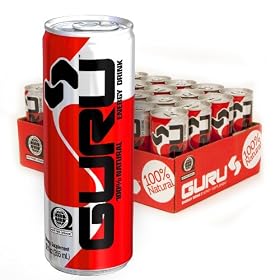 GURU Energy Drink, 100% Natural, 12-Fluid Ounce Can (Pack of 24)