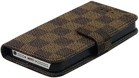 iPhone 5 5S Case, + HD LCD Screen Protector, gtsy® kit pack set BUNDLE - 1 Leather Fashion Designer Wallet Flip Cover Skin Case Stand and 1 Liquid Crystal Display Screen Protector [LIFETIME CASE WARRANTY] (iPhone 5 5S Brown/Black)