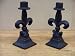 2 Cast Iron Fleur de Lys Candle Sticks