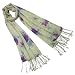 100% Pashmina/Cashmere Purple and Blue Watercolor Flowers Tassel Ends Long Scarf Shawl