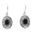 Marcasite with Black Onyx Earrings, Size: 28mm