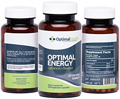 Optimal Energy - #1 Energy Nootropic Supplement for Focus, Power and Vitality - 100% Natural Smart Caffeine and L-Theanine - Perfect as Pre-Workout, Study Aid, Coffee or Energy Drink Replacement | Best Value 100 Vegetable Capsules
