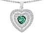 2.20 cttw 925 Simulated Heart Shaped Emerald Pendant in 925 Sterling Silver