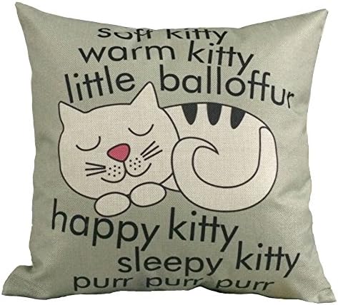 Honeya Happy Sleepy Kitty Print Cat Pillow Cushions Cover 1818 Inches