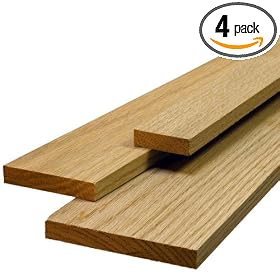 Nucasa O1/2X2-8 S4S .5-Inch by 2 Flat Stock Lumber, Unfinished Red Oak, .4375-Inch by 1.5-Inch by 96-Inch, 4-Pack