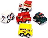 City Pull Back Vehicles - 12 Assorted Friction Cars - Ambulance, Fire Truck, School Bus, Garbage Truck, Police Car Racers...