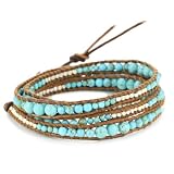 Chan Luu Turquoise And Silver Beads On Leather