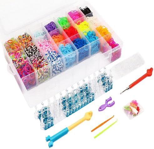 Cool Kids Top Baby Toys 4200pcs ColorfulDIY Colorful Rainbow Loom Style Silicone Band Bracelets 4200pcs Bands ,12 S-clips, 1Looms ,1Hook+1Box Educational Learning Toys For Both Children and Adult