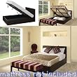 THE MADRID BROWN 4FT 6IN DOUBLE FAUX LEATHER OTTOMAN STORAGE BED w GAS LIFT BASE