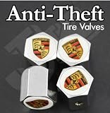Porsche White Anti-Theft Tire Cpas Set of 4