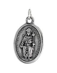 Sterling Silver Saint Niño De Atocha Oval-shaped Medal Pendant, 7/8 inch (23 mm) tall