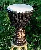 Deep-Carved African-Style Djembe, Antique Chocolate- 25