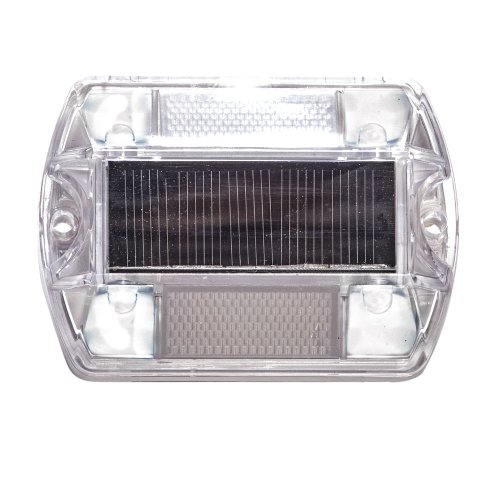 White Polycarbonate Solar Road Stud Path Deck Dock LED Light (4 Pack)