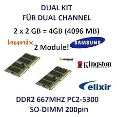 4GB 2 x 2GB Dual Kit 4096MB 200 pin DDR2-667 SO-DIMM Notebook Speicher Ram (667Mhz, PC2- 667) double sided, TOP MARKEN - JE NACH VERF�GBARKEIT - TOP PREIS - 100% kompatibel zu DDR-533 PC-4200