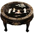 Handmade 30" Chinese Black Lacquer Coffee Table With Mother of Pearl & Jade - Four Beauties Design