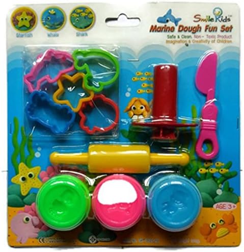 Dough Clay Tools Mold Marine Animal Set for Kids Gift, Creative play Set, The Complete Doh Set - includes 3 vibrant colors clay and 8 Shape tools