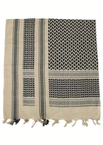 PLO Pali Tuch mit Fransen ca. 115x110cm schwarz-sand
