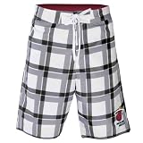 Miami Heat Plaid Print Swim Trunks