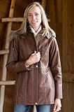 Women's Leather Anorak with Detachable Raccoon Hood
