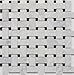 Tenedos Italian Bianco Carrara White Greyish Marble Basketweave Polished Mosaic Floor Wall Tile with Black Dots for Kitchen Backsplash Bathroom Flooring Shower, Fireplace, Niche Accent Decor