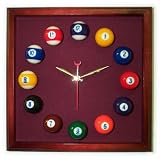 12in Square Billiard Clock Cherry & Wine Mali Felt