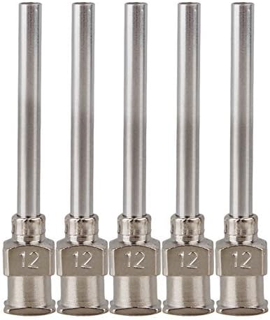 CNBTR 25mm/1" Silver Stainless Steel Industrial Syringes Dispensing Needle with 12Ga Blunt Tip Pack of 12