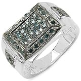2 Carat Diamond Ring - ParisJewelry Sterling Silver 1/2 carat Blue Diamond Fashion Ring