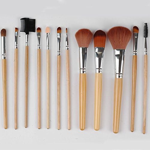 CN CHIC12Pcs High Quality Pro Makeup Brush Set Kit- Mix Natural and Nylon Bristles with Leopard Bow Case Leopard Bow Pouch