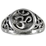 Large Sterling Silver Aum Om Hindu Ring (sz 4-15)