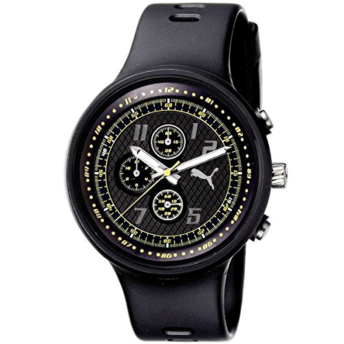 PUMA Men's PU910401004 Slick Chronograph Black and Yellow Accented Dial Watch