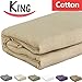 Utopia Bedding Tan 100% Cotton Blanket [King Size - 90x108 Inch] 350GSM Lightweight, Soft and Breathable Thermal Blanket for All Seasons