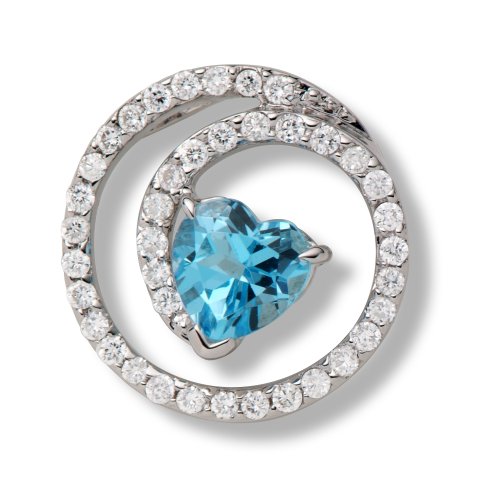 Miore Anh&auml;nger 18ct/750 Weissgold Herz Topas mit 39 Brillanten zus.ca.0,25ct MVP080 Preisvergleich