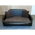 Zippy Faux Leather Sofa Dog Bed - Large - Black/Brown Jumbo Cord