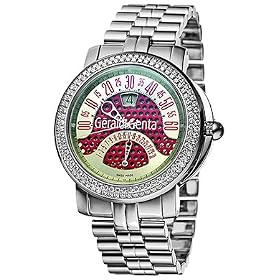 Gerald Genta Arena Sport Bi-retro Mens' Automatic Watch Stainless Steel Red Dial Diamond Bezel...