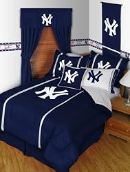 New York YANKEES 4PC TWIN BEDDING SET, Comforter, Sheets, Sidelines, Baseball, Boy, NEW