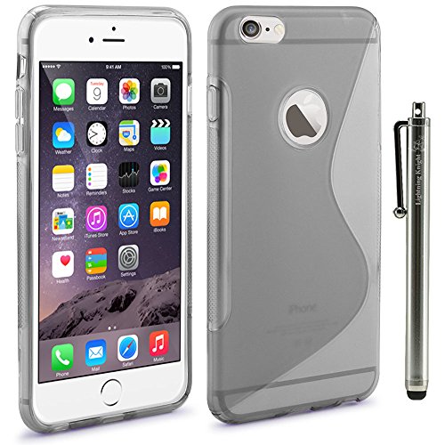 iPhone 6 Case - LK S Shape Slim TPU Gel Rubber Soft Skin Silicone Case Cover for iPhone 6 (4.7inch) + Stylus Pen (TPU - Grey)