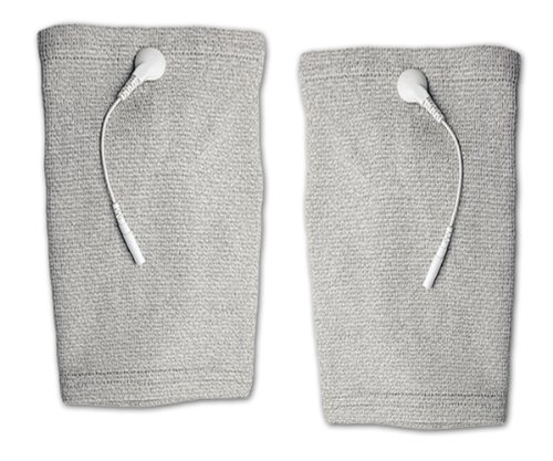 Electrode Knee Sleeve Pair for Relief of Runner's Knee, Post-Operative Pain, Tendonitis, Bursitis, Arthritis, Inflammation & More - TENS Electrotherapy Pain Treatment (Silver Thread - Universal One Size Fits All) On Sale