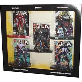  DC 1998 JLA Justice League of America - The Worlds Greatest DC Comics Super Heroes 5 Inch Tall Action Figure Collection with Display Base - Batman, The Flash, Green Arrow, Hologram Superman and Hologram Green Lantern