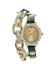 GP by Brinley Co. Womens Green Faux Leather Band Wrap Watch