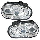 Produkt-Bild: Angel Eyes Scheinwerfer mit NSW, passend f&uuml;r VW Golf 4 Typ 1J (alle), Ausf&uuml;hrung: Klarglas Chrom.