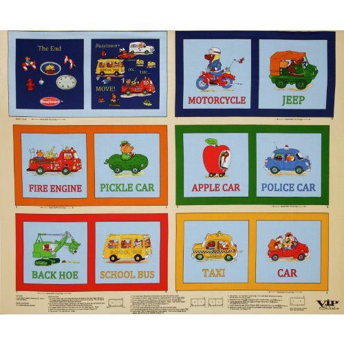 Busytown Soft Book Panel Multi/Natural Fabric