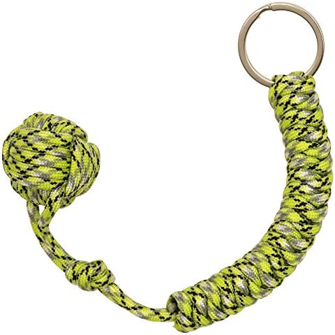 Jungle Vine Monkey Fist Paracord Self Defense Keychain- Green/Black 550lb Tensile Military Grade Paracord- 9.8 Inch - Dual Corded For Maximum Strength And Durability - Ultimate Survival Tool