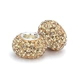 Set of 2 Bella Fascini Champagne Bubbles, Swarovski Crystal Element Pave, Sterling Silver European Bead Charms