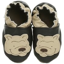 Robeez Infant/Toddler Bull Dog Slip-On With Socks,Black,0-6 Months (US Infant 1-2 M)