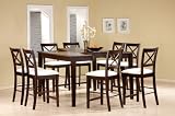 9 Piece Cappuccino Finish Counter Height Dining Set with Butterfly Leaf By Coaster Furniture